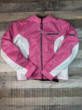 First Gear Motorcycle Jacket Women L Mesh Vented Mesh Pink Armor Pads Included